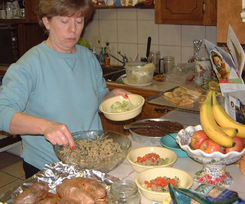 Mom makes traditional Lebanese food.